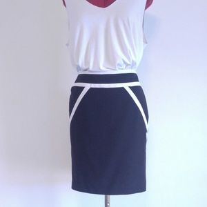 Worthington Black Pencil Skirt with White detail